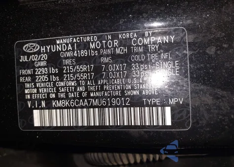 2021 Hyundai Kona Sel Plus from USA, damaged, VIN KM8K6CAA7MU619012